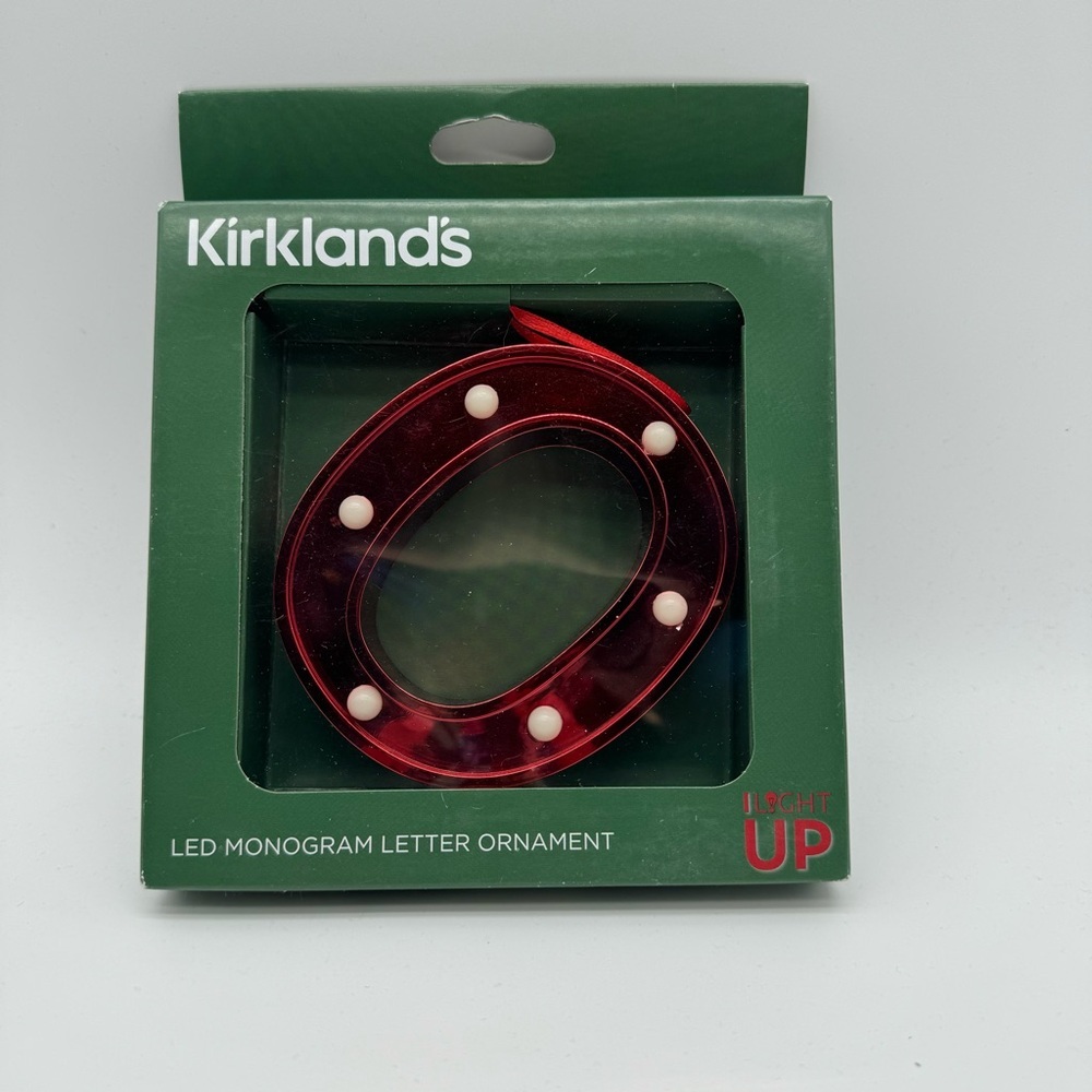 Kirklands LED O Monogram Letter Ornament Red Holiday Christmas